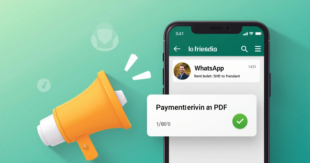 Notificação de pagamento de aluguel recebida no WhatsApp 