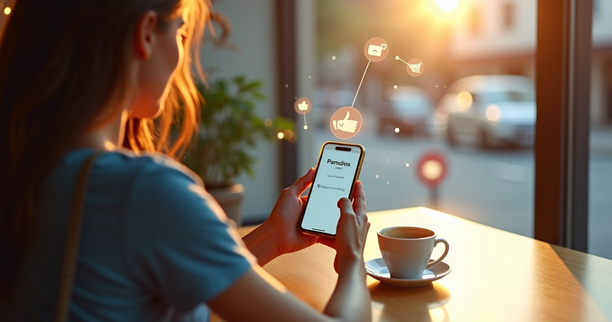 Pessoa olhando para tela de smartphone com notificação personalizada 