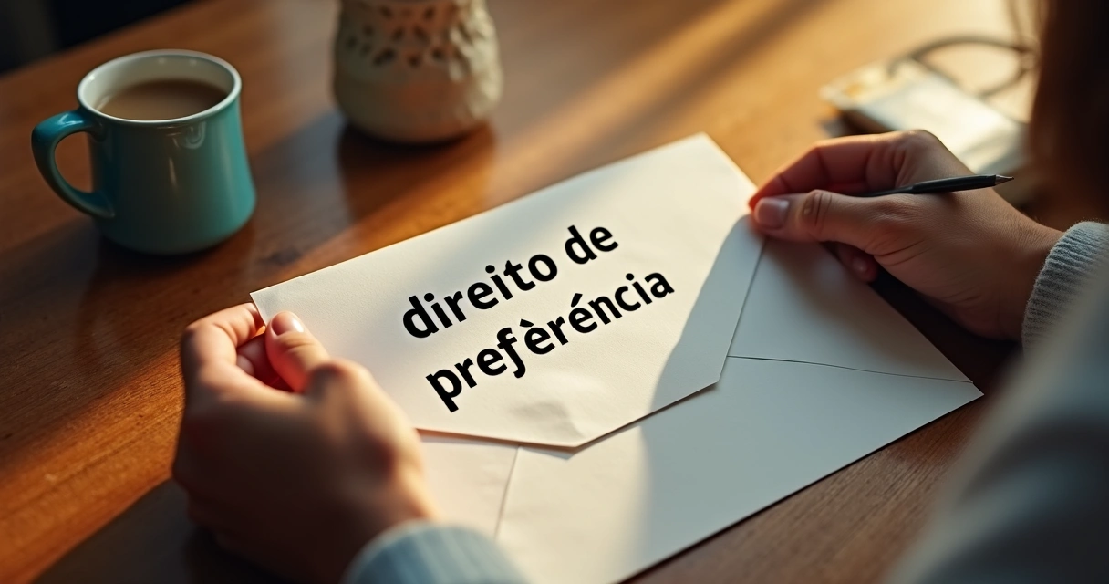 Carta de direito de preferência para inquilino sobre mesa 