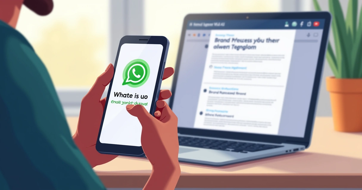 Pessoa recebendo notificação de acompanhamento da marca por WhatsApp e e-mail 