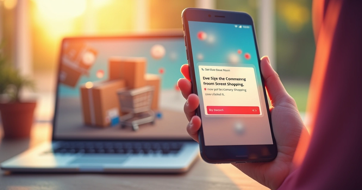 Pessoa recebendo notificação de compra em celular 