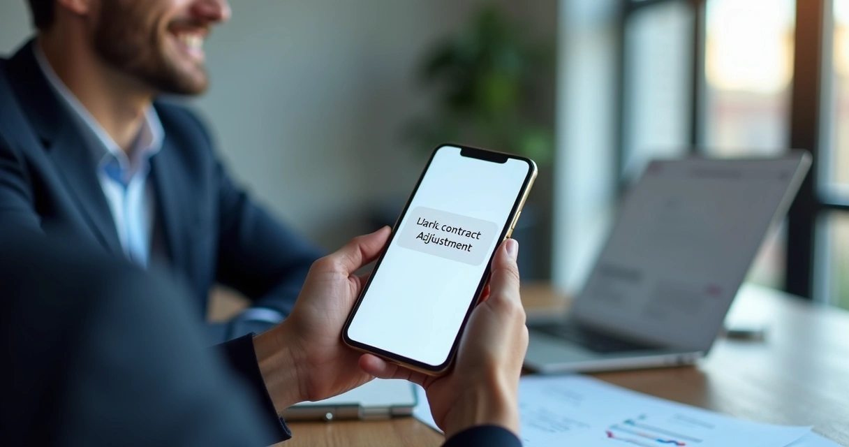 Notificação digital automática de reajuste de contrato em smartphone 