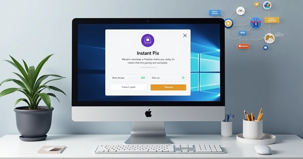 Computador recebendo notificação de webhook do Pix 