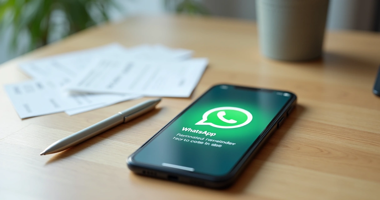 Tela de smartphone com notificação de pagamento recebida no WhatsApp