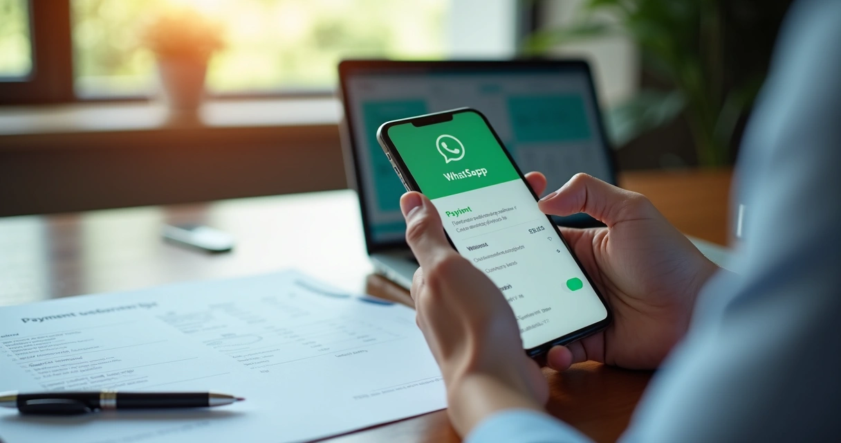 Notificação de cobrança via WhatsApp em smartphone 