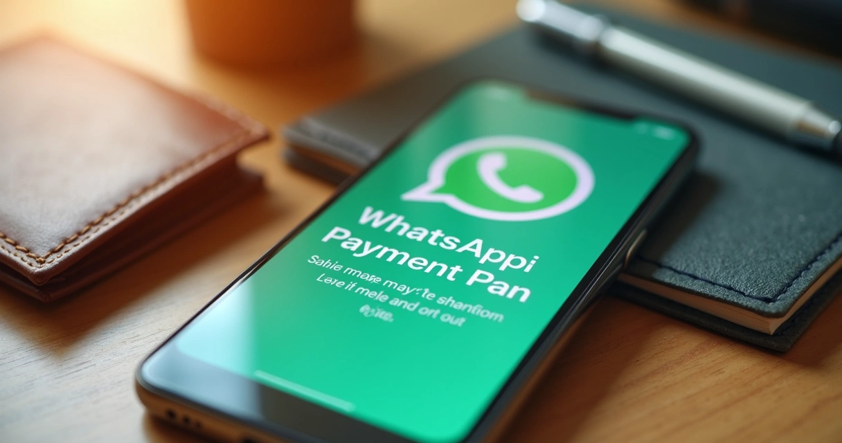 Mensagem de cobrança de escola pelo WhatsApp em smartphone sobre carteira e caderno escolar ao fundo 