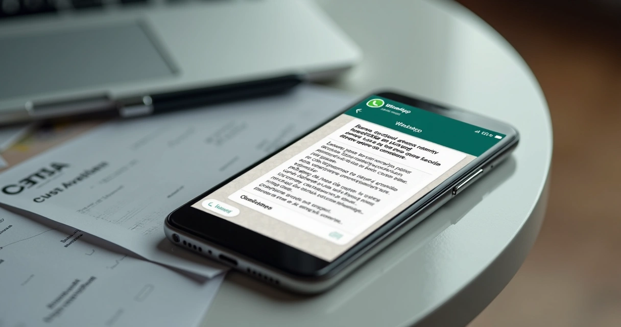 Mensagem de notificação de multa contratual enviada por WhatsApp 