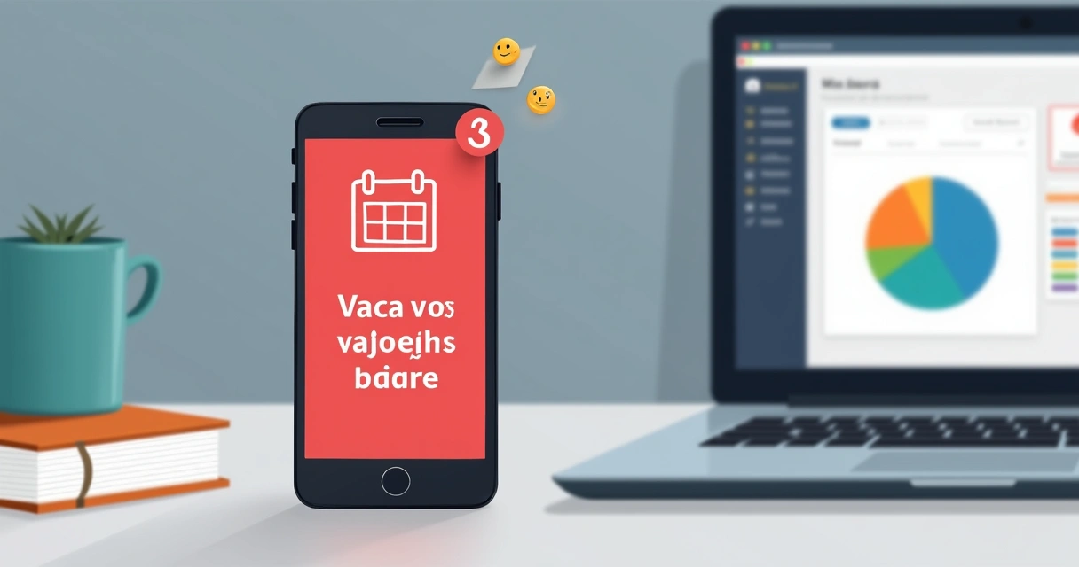 Notificación digital de alerta por vacaciones acumuladas en pantalla de móvil 