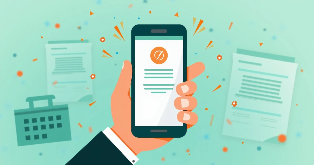 Notificación de aprobación de solicitud laboral en aplicación móvil con firma electrónica 