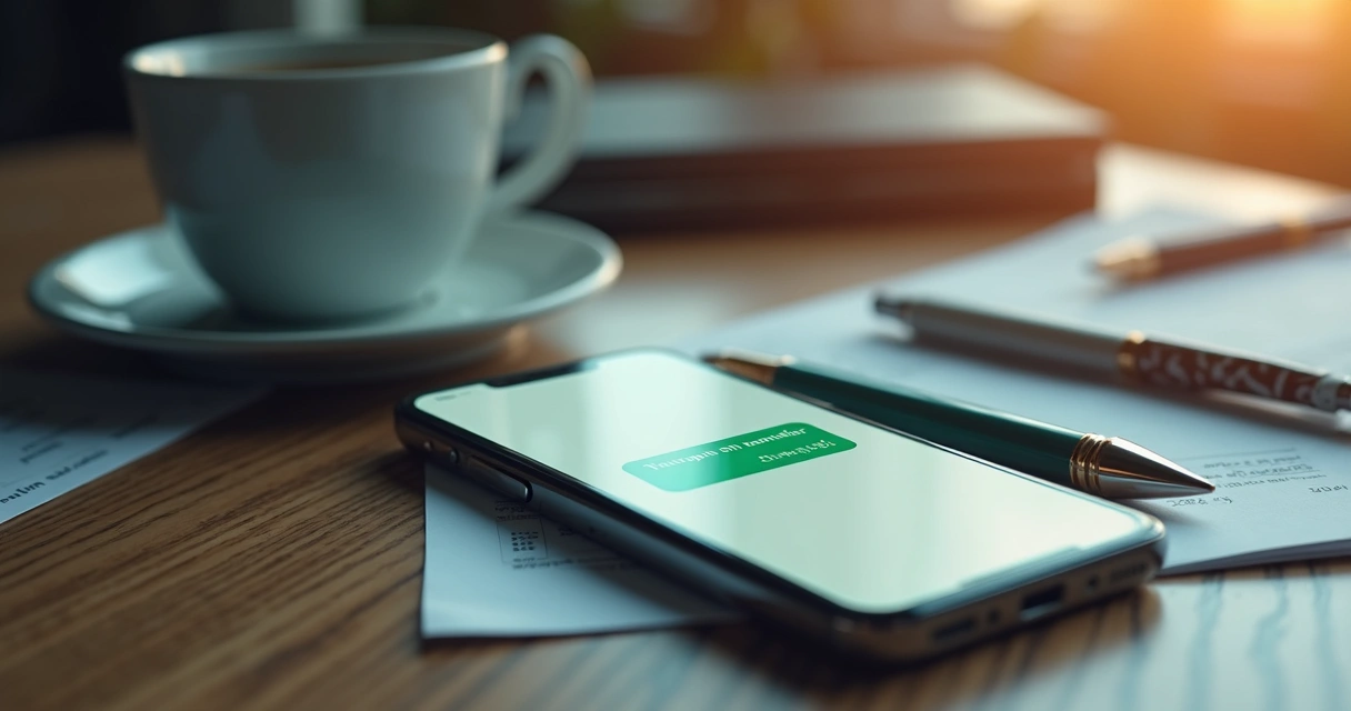 Celular recebendo notificação de app financeiro sobre pagamento 