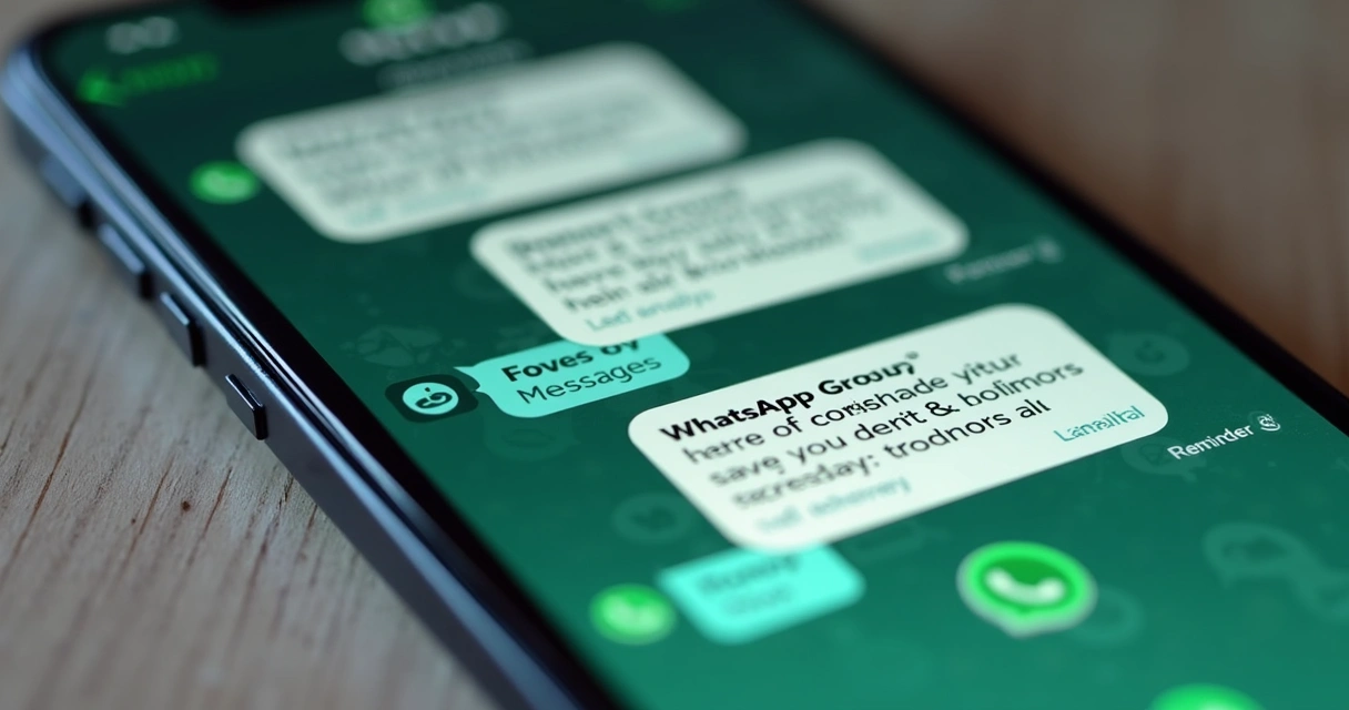 Tela de grupo do WhatsApp recebendo várias mensagens automáticas 