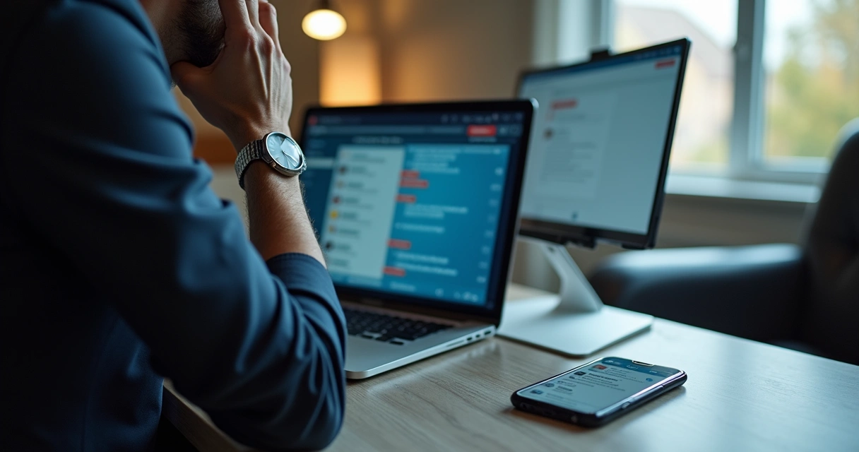 Usuário visualizando múltiplas notificações do LinkedIn em um laptop 