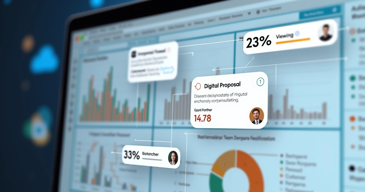 Dashboard com notificações e indicadores de acesso a propostas digitais 