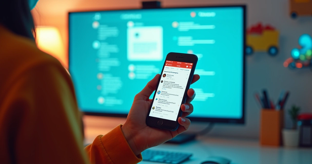 Notificações de redes sociais em tela de computador