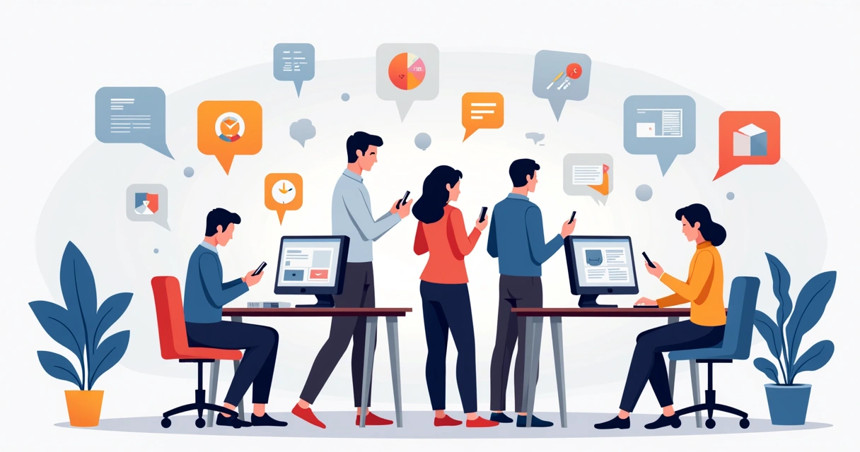 Equipe recebendo notificação sobre tarefas 