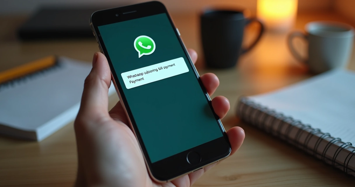 Celular recebendo notificação de pagamento pelo WhatsApp 