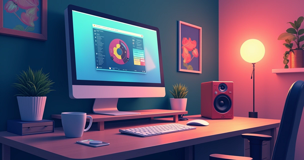 Tela do Notion mostrando um player de áudio, com ícone do SoundCloud e uma mesa de trabalho ao fundo.