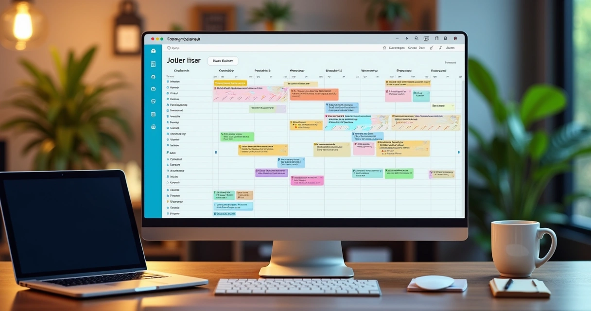 Calendário Notion permitindo edição de status diretamente no evento 