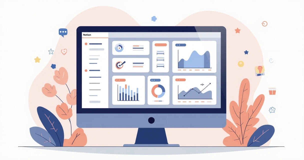 Interface do Notion mostrando gestão de projetos e monitoramento de tempo 