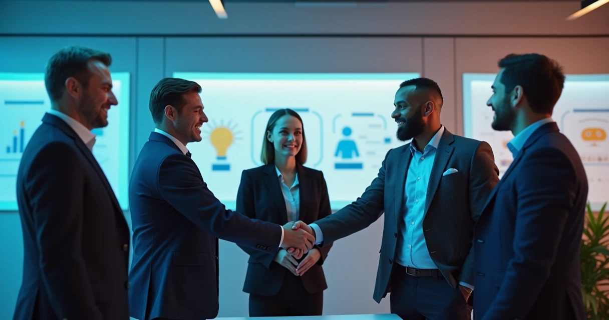 Equipe reunida recebendo novo colaborador 