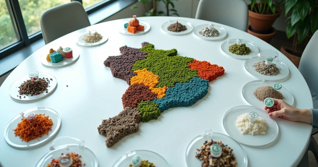 Mapa de resíduos variados conectados a ícone de investimento verde 
