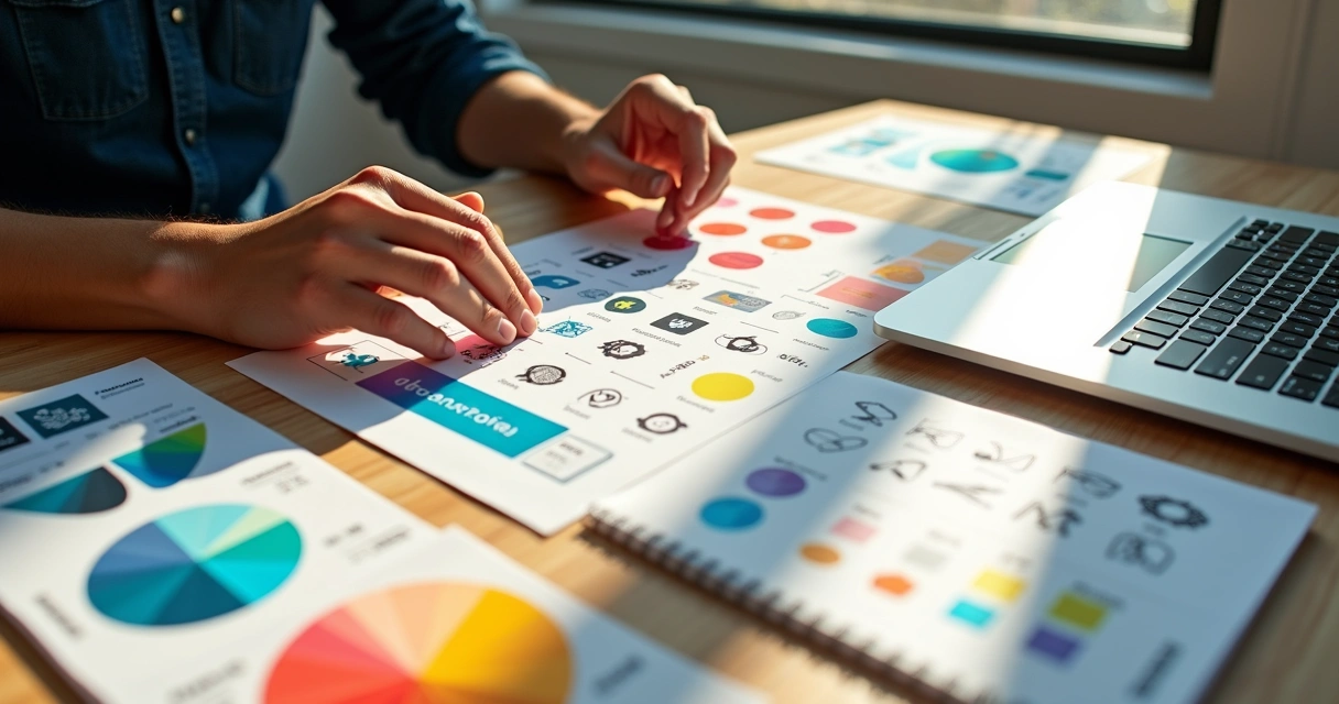 Montagem de novas cores e logotipo de marca 