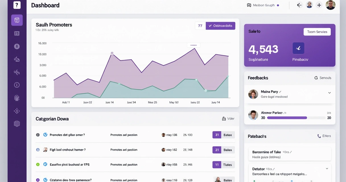 NPS dashboard showing trend graph and feedback analysis 