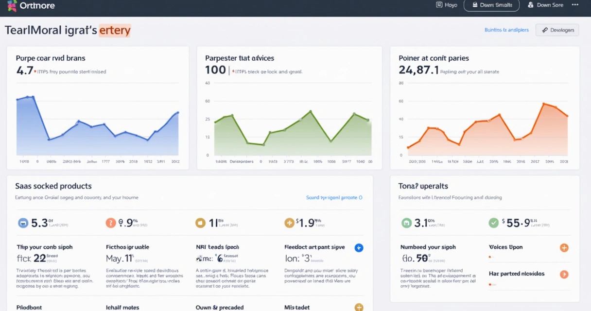 Dashboard view comparing NPS results of three SaaS products side by side, each with its own color-coded section and trend arrows, with a minimalist modern interface