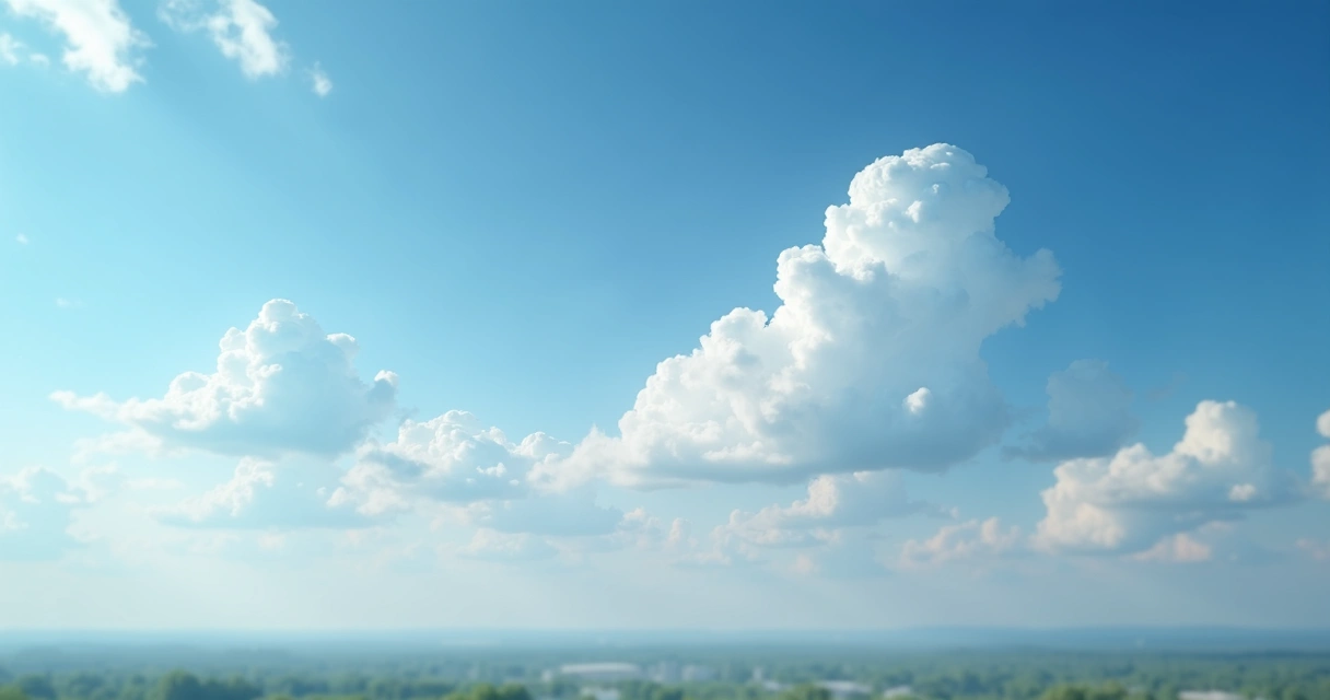 Nubes flotando en un cielo azul representando pensamientos que van y vienen. 