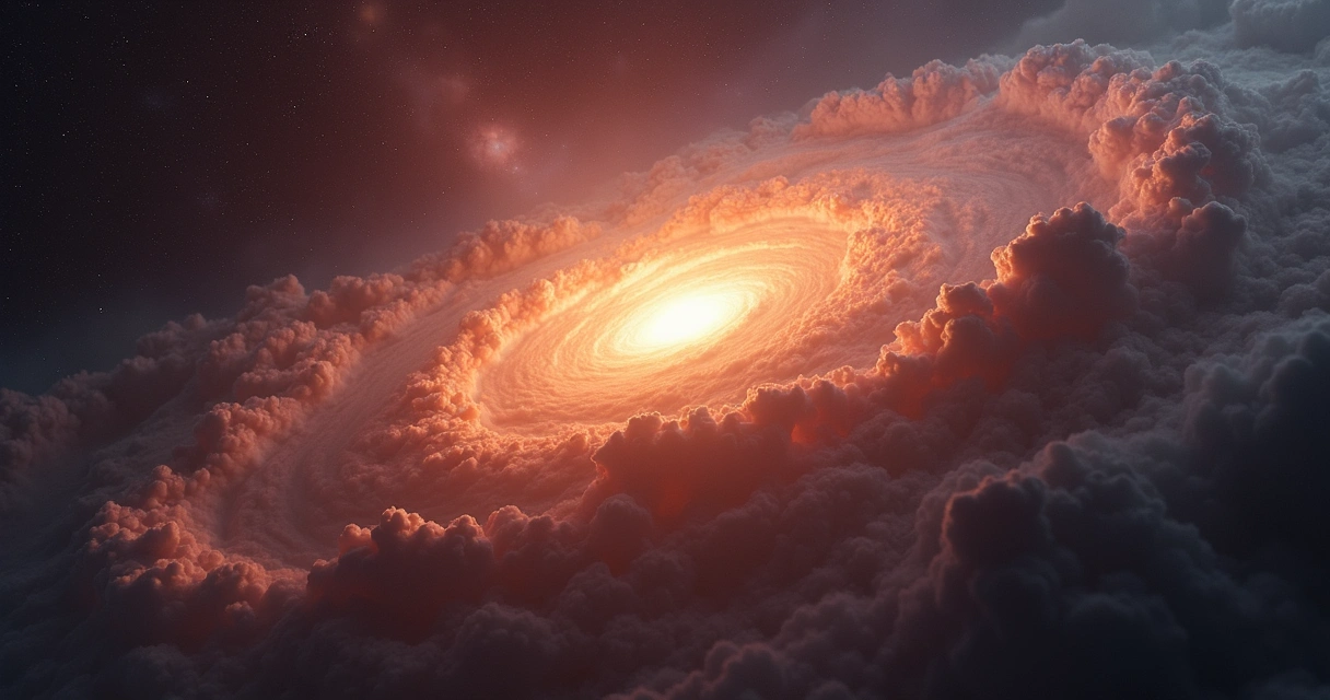 Núcleo oculto de galáxia com poeira densa e estrutura brilhante 