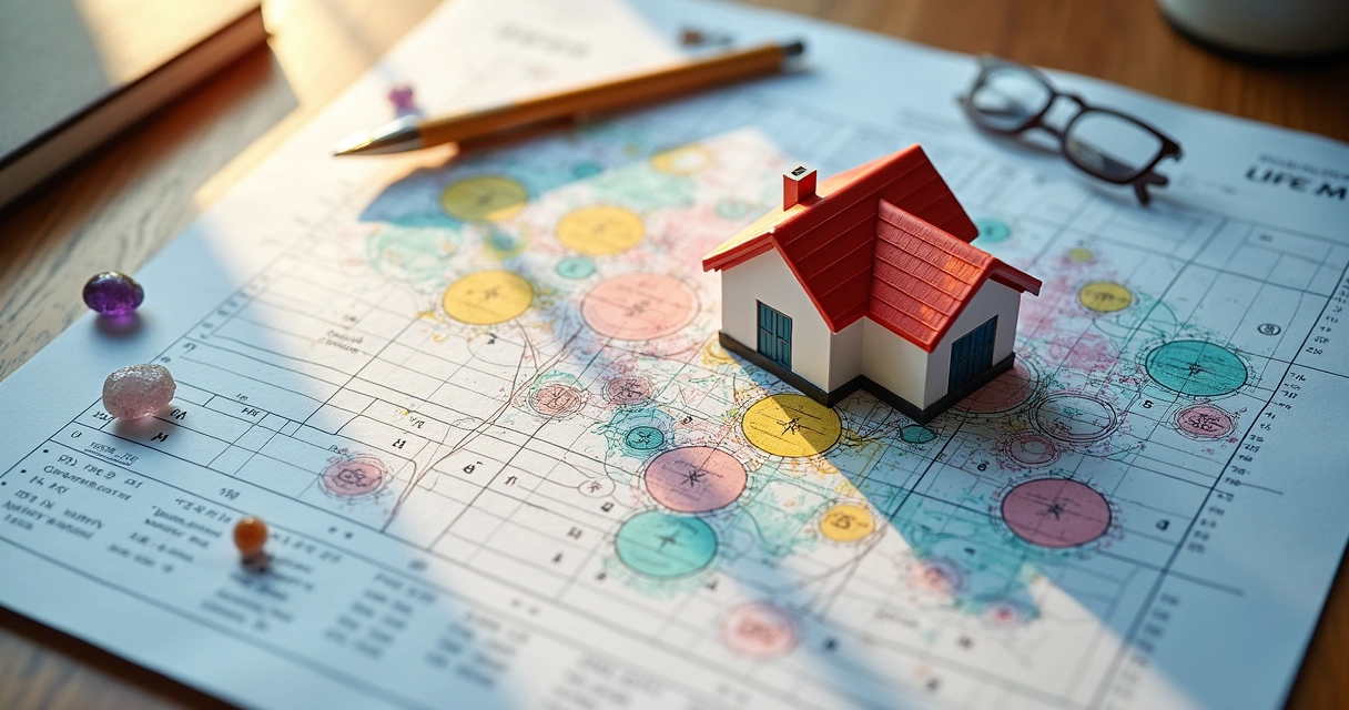 Mapa de uma casa e calendário lado a lado