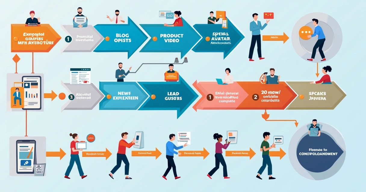Fluxo visual de automação guiando leads dentro de um funil digital