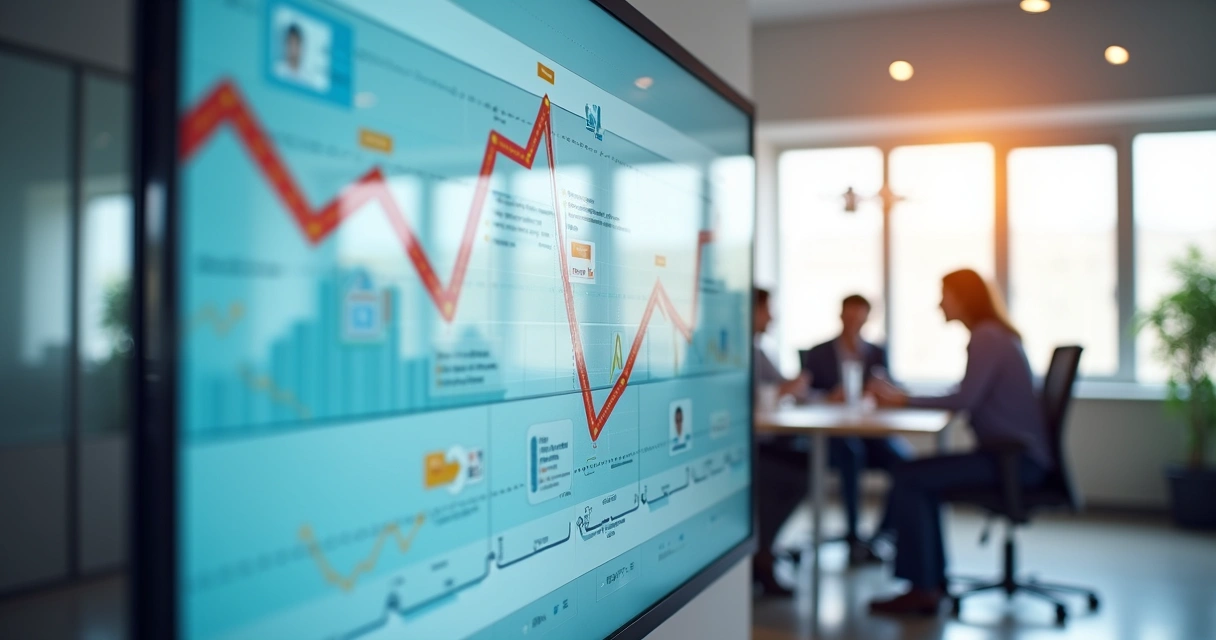 Painel digital exibindo jornada de nutrição de leads com diferentes conteúdos 