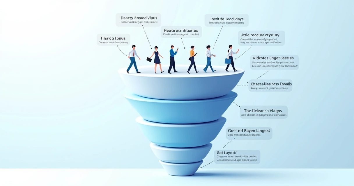 Fluxo visual representando nutrição de leads em funil B2B 