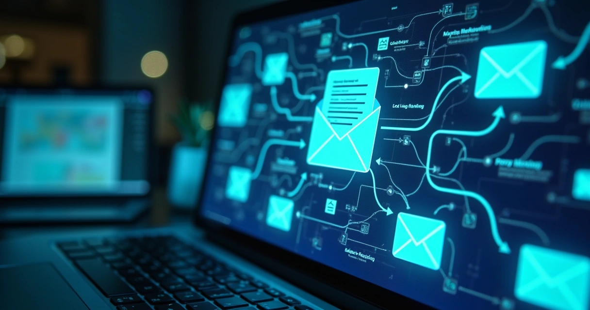 E-mails personalizados e gráficos em sequência mostrando jornada de nutrição 