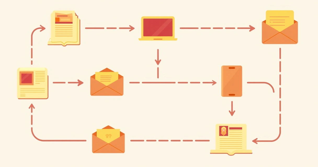 Fluxo visual de conteúdo nutre lista de emails 