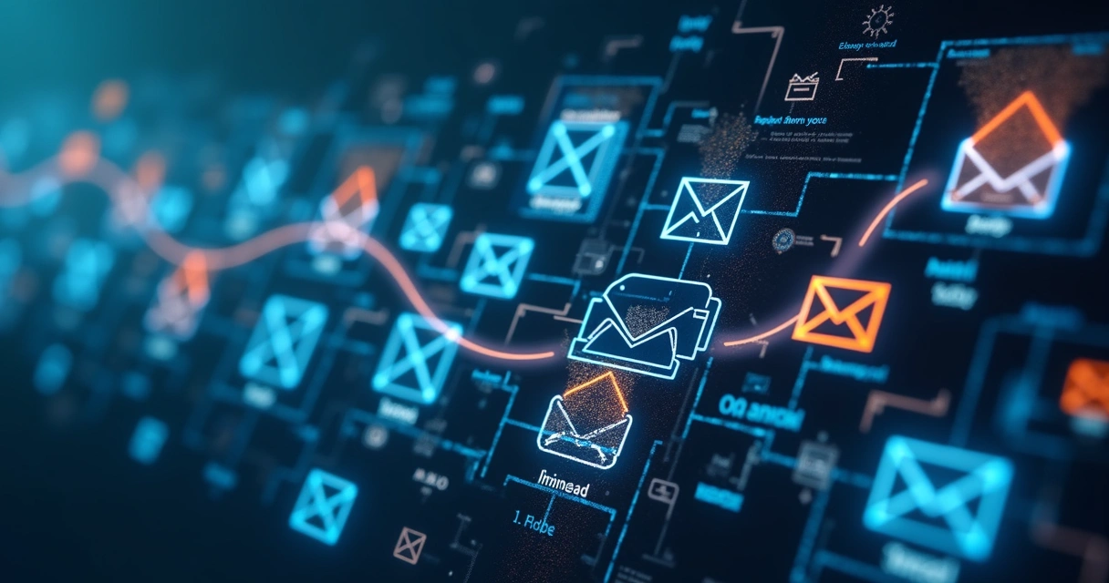 Diagrama de fluxo de e-mails sobre nutrição de leads e conteúdo educacional 