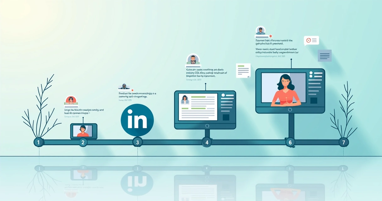 Linha do tempo mostrando etapas da nutrição de leads no LinkedIn