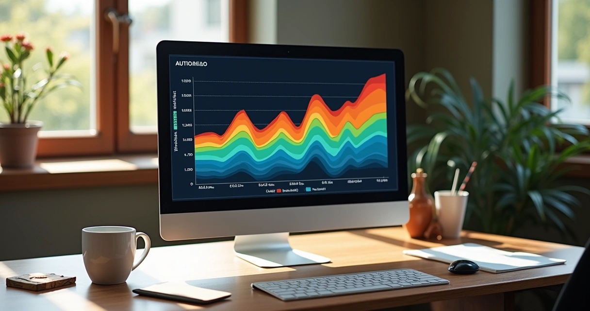 Monitor com fluxograma de nutrição de leads colorido 