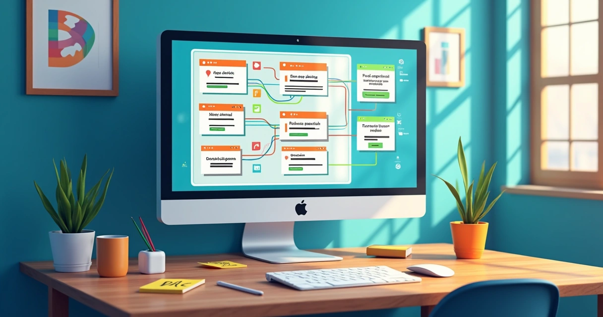 Workflow automatizado de nutrição e segmentação de leads em tela de computador.