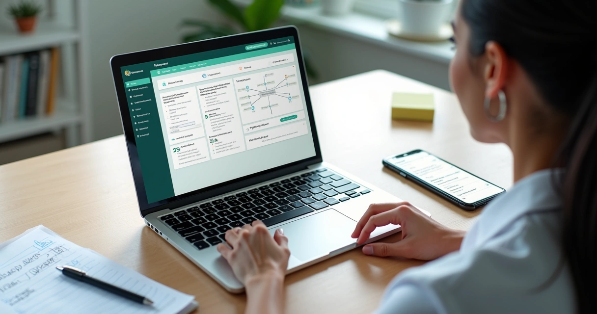 Nutricionista configura rapidamente painel clínico com fluxos automatizados e templates na tela 