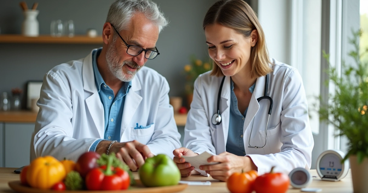 Dupla de nutricionistas orienta casal sobre escolhas alimentares saudáveis 