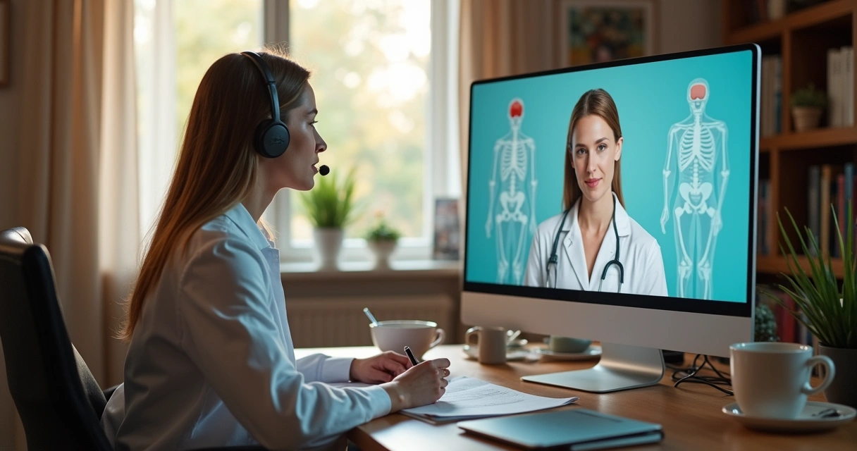 Nutricionista atendendo paciente por videochamada 