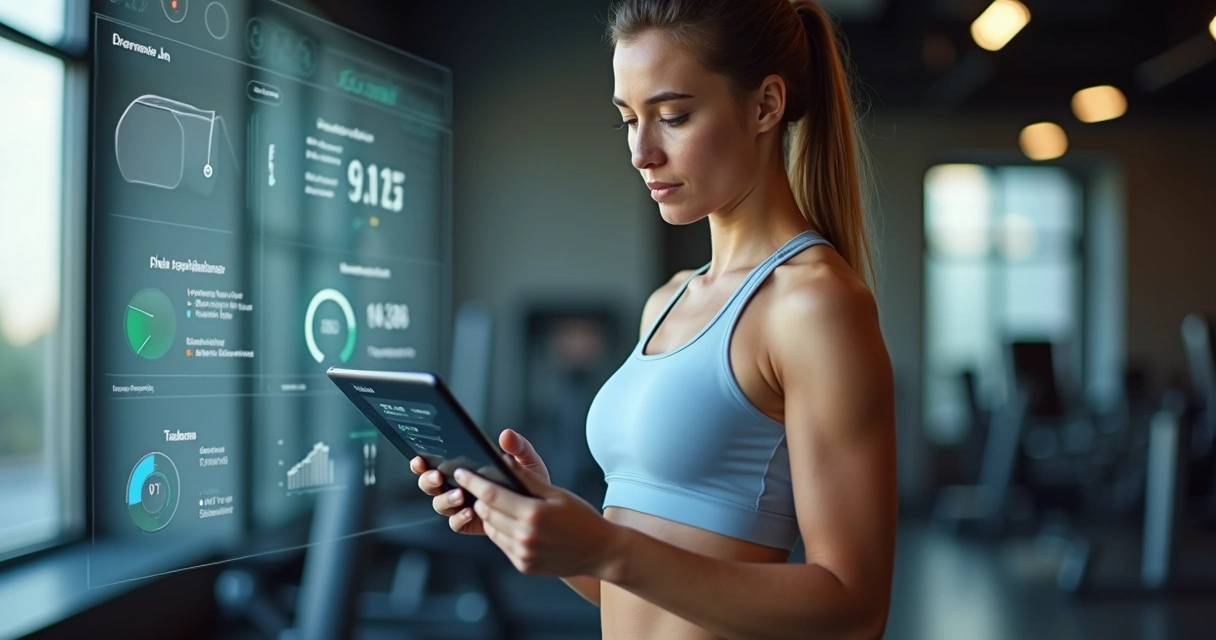 Nutricionista esportivo avaliando dados do paciente com relatórios digitais 