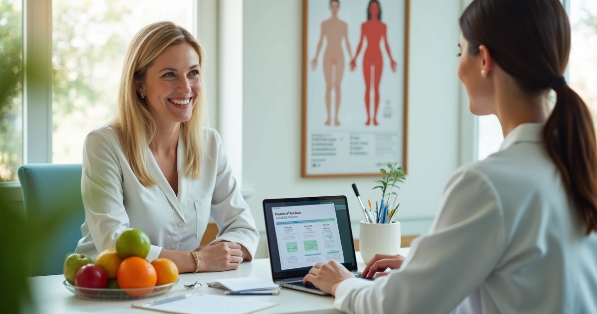 Nutricionista organizando plano alimentar pós-cirurgia 