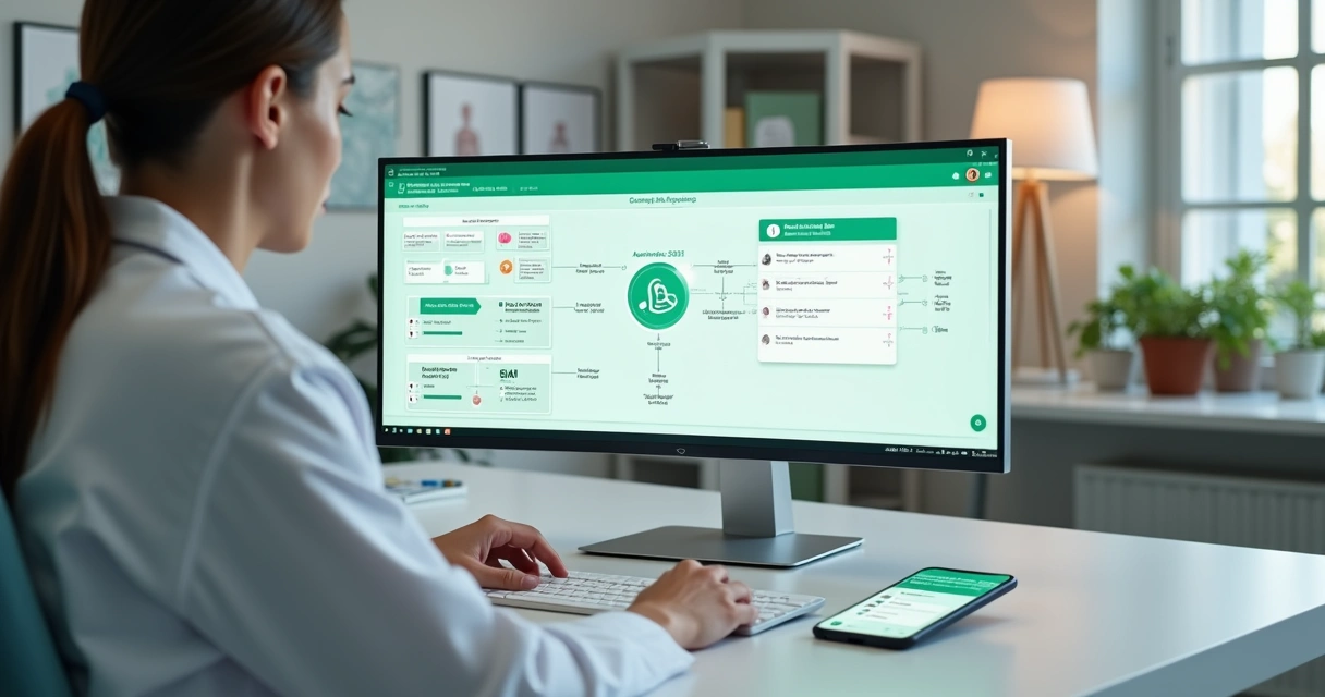Nutricionista configurando automações de WhatsApp em painel clínico digital 