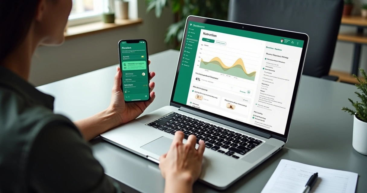 Nutricionista revisando dados no painel com integração ao WhatsApp 