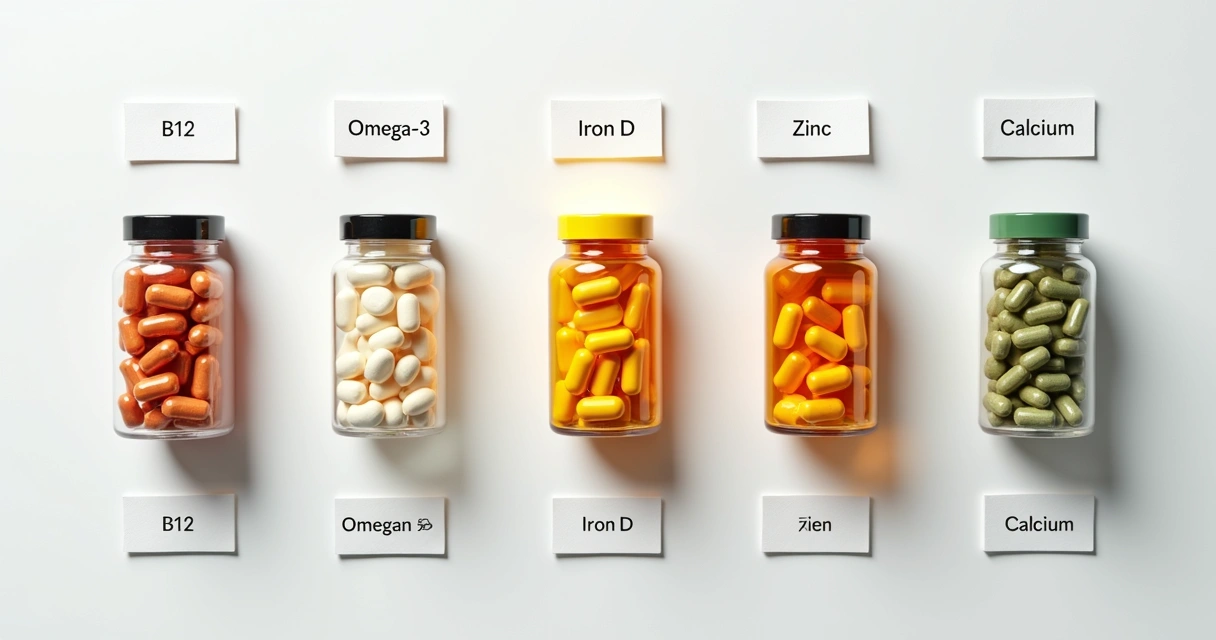 Diversos suplementos coloridos em cápsulas sobre fundo branco 
