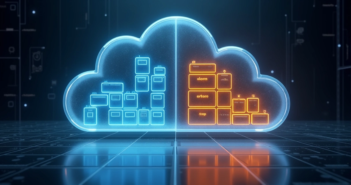 Comparação visual entre nuvem com containers Kubernetes e nuvem com máquinas virtuais 