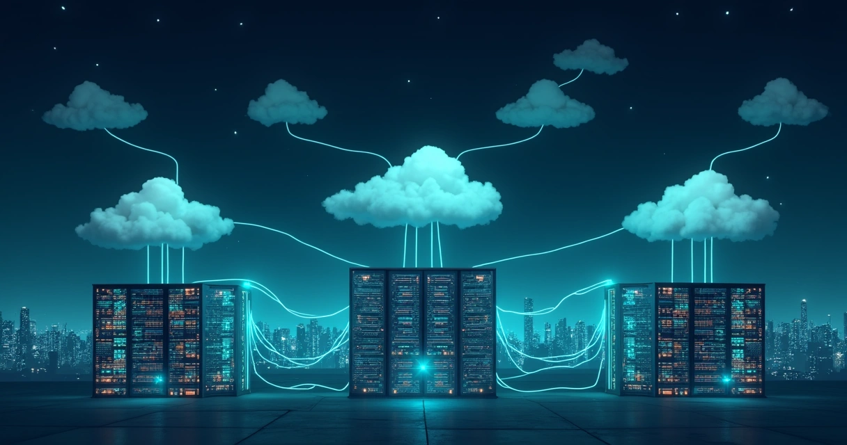 Representação visual de nuvens conectadas garantindo redundância e alta disponibilidade 